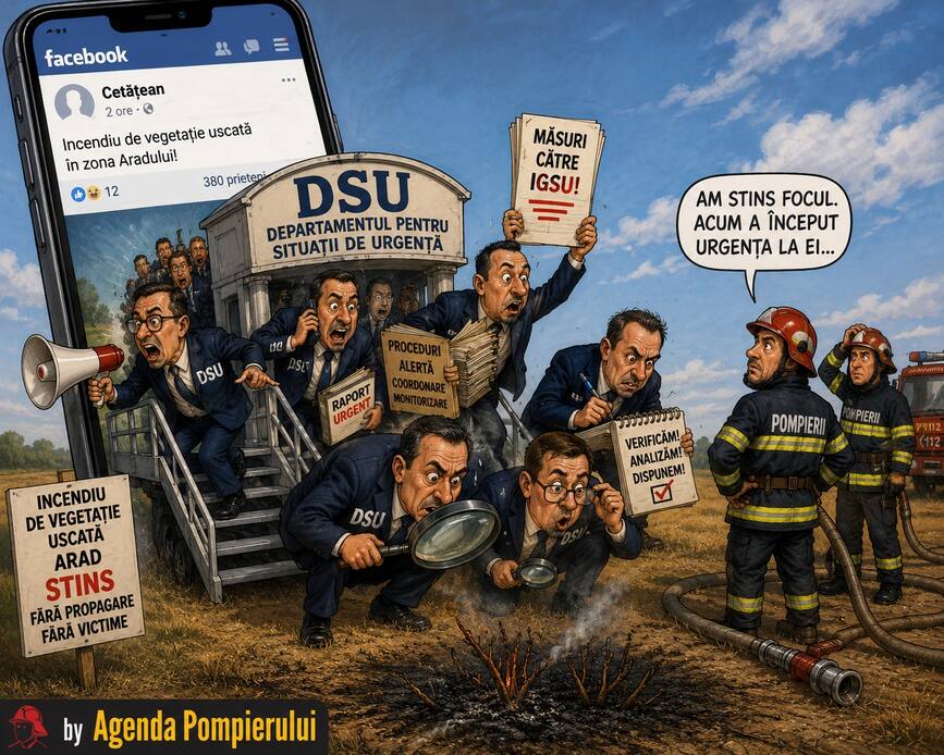 DSU  la vanatoare de pompieri pe Facebook  Cum a devenit un incendiu de vegetatie uscata  stins fara probleme   criza  la varful Departamentului | imaginea 1
