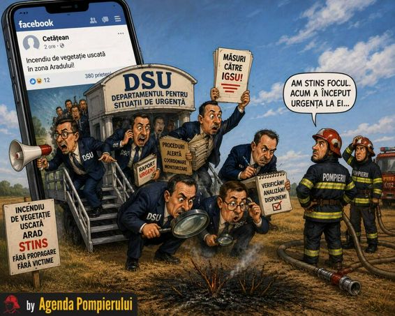 DSU  la vanatoare de pompieri pe Facebook  Cum a devenit un incendiu de vegetatie uscata  stins fara probleme   criza  la varful Departamentului | imaginea 1