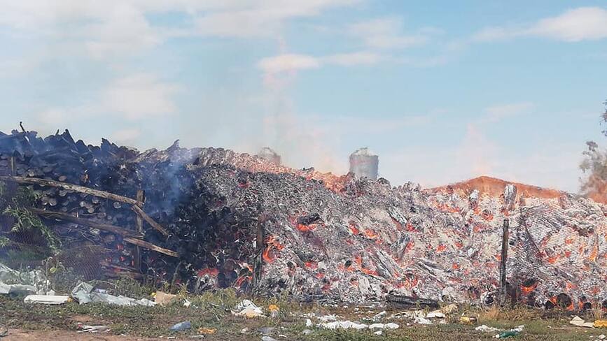Interventie de amploare la un incendiu izbucnit la un depozit de material lemnos | imaginea 1