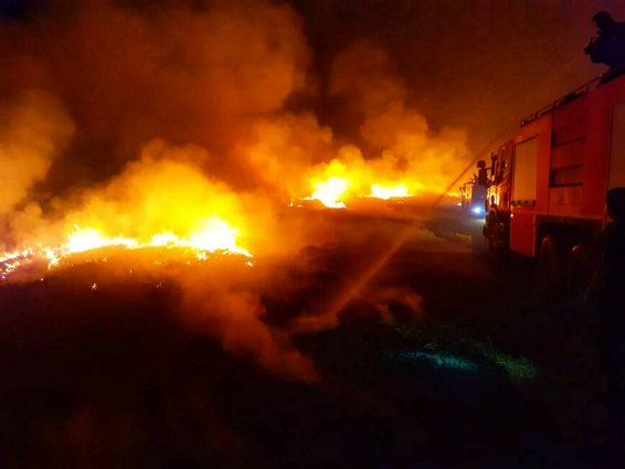Ore intregi de lupta cu flacarile la un incendiu de vegetatie uscata si gunoi menajer | imaginea 1