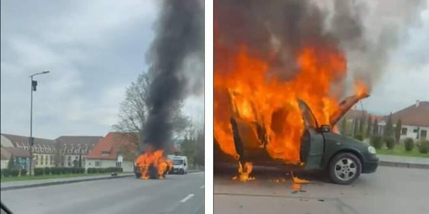 Un autoturism a luat foc pe o strada din Miercurea Ciuc | imaginea 1