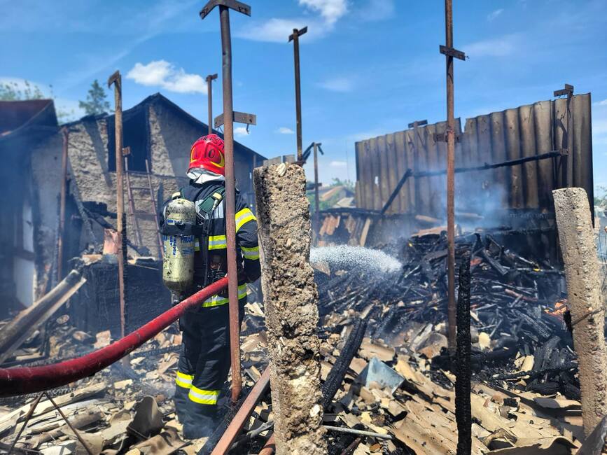 Incendiu violent  pornit de la vegetatia uscata | imaginea 1