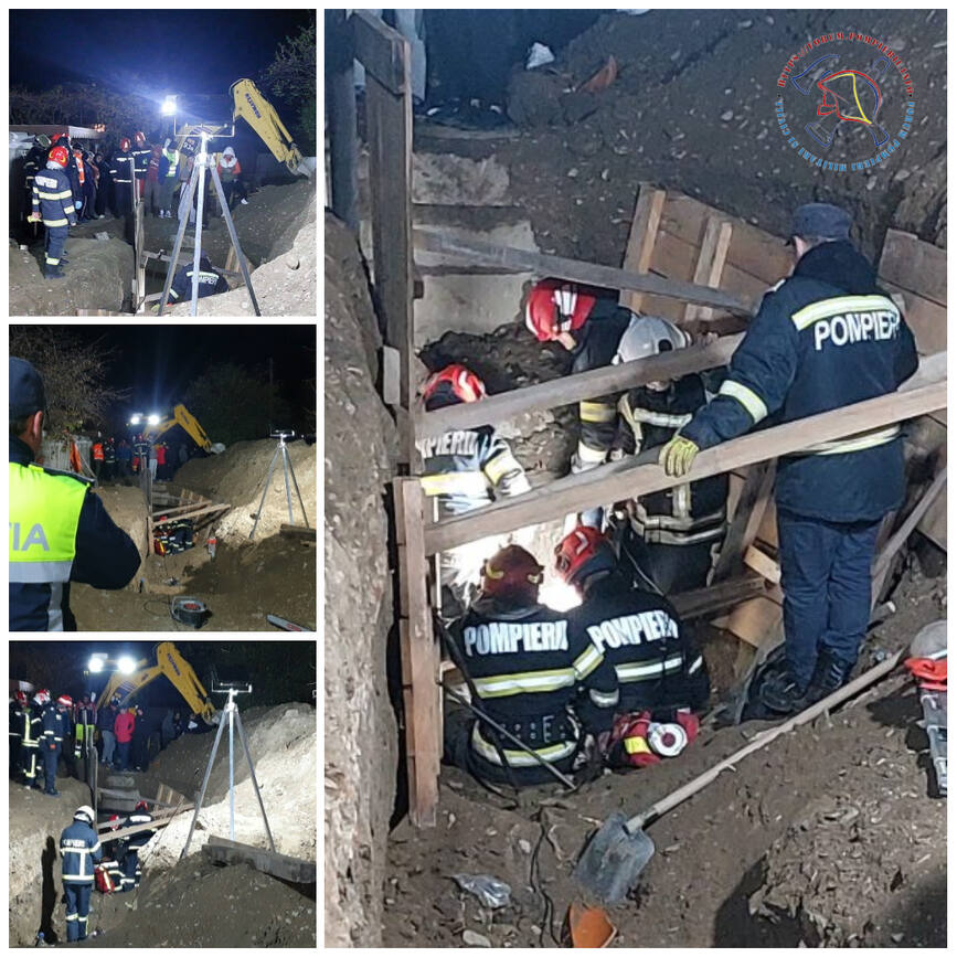 Patru muncitori  surprinsi sub un mal de pamant | imaginea 1