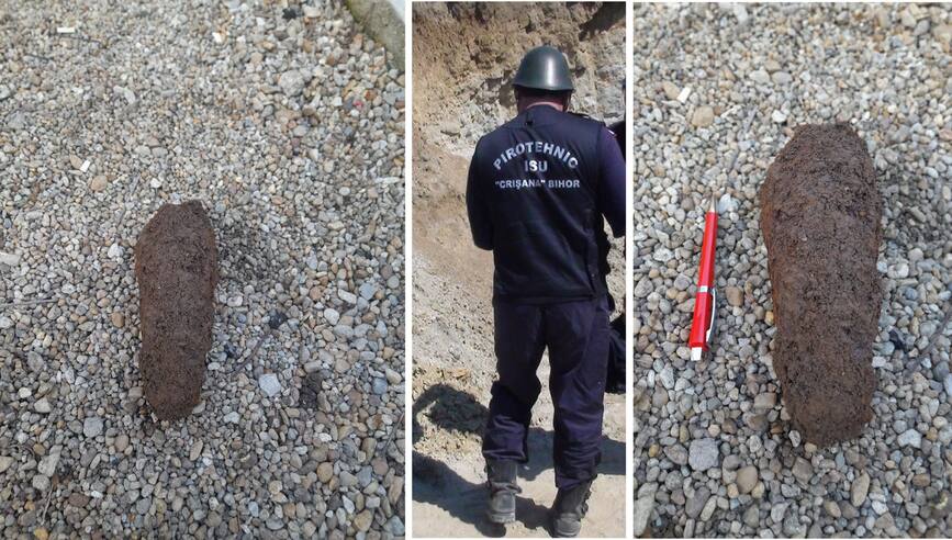 Bomba de artilerie  descoperita in urma unor sapaturi | imaginea 1