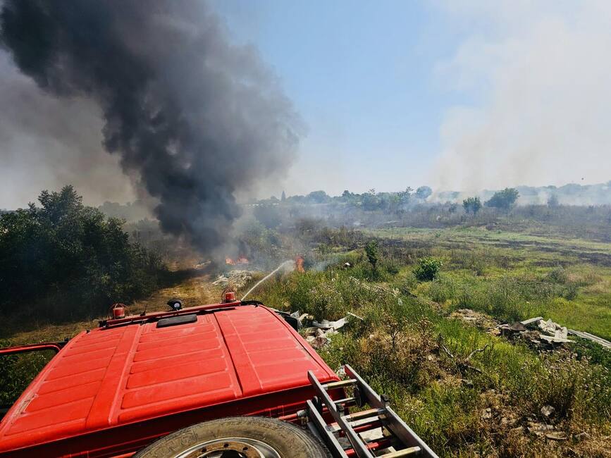 Incendiu de vegetatie uscata pe un teren din Giurgiu | imaginea 1