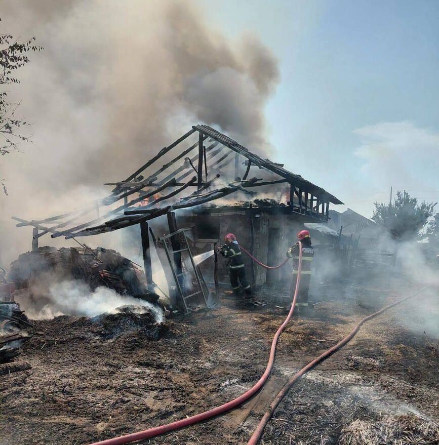 Incendiu de vegetatie uscata si anexa gospodareasca | imaginea 1