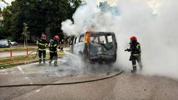 O autoutilitara a fost distrusa complet de un incendiu | imaginea 1