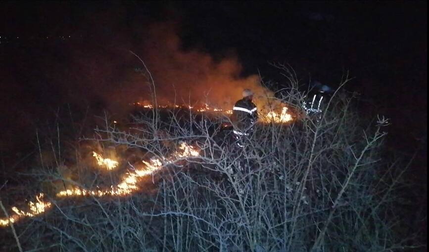 Interventie a SVSU Vulcan la un incendiu de vegetatie uscata | imaginea 1